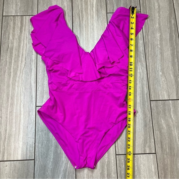 Trina Turk Monaco Ruffle One-Piece Swimsuit Hot Pink 10 - Picture 3 of 6